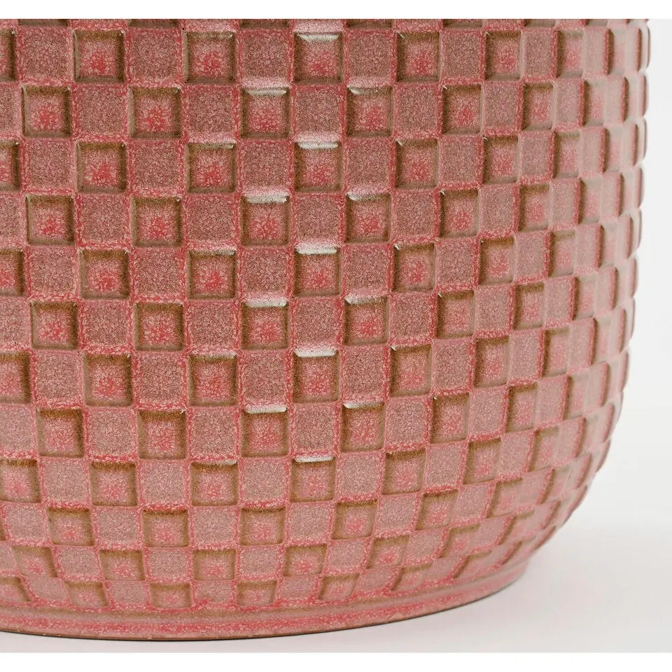 Mica Decorations Plantenpot - keramiek - roze - 13 x 13 cm