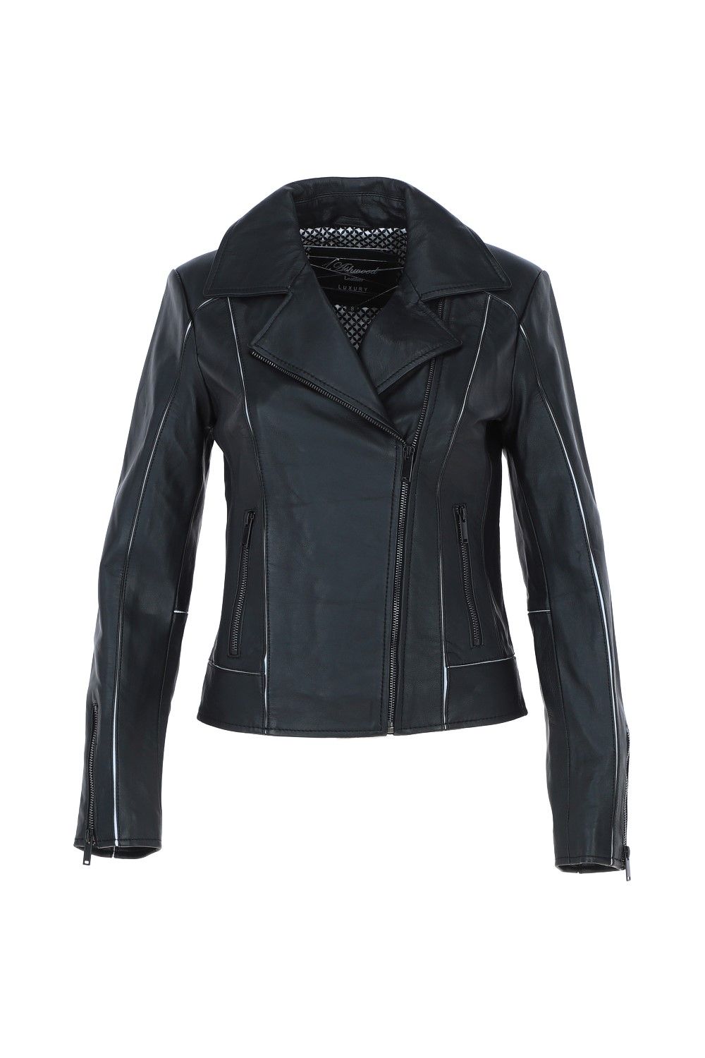 Ashwood Leather Genuine Leather Biker Jacket with Zippered Pockets