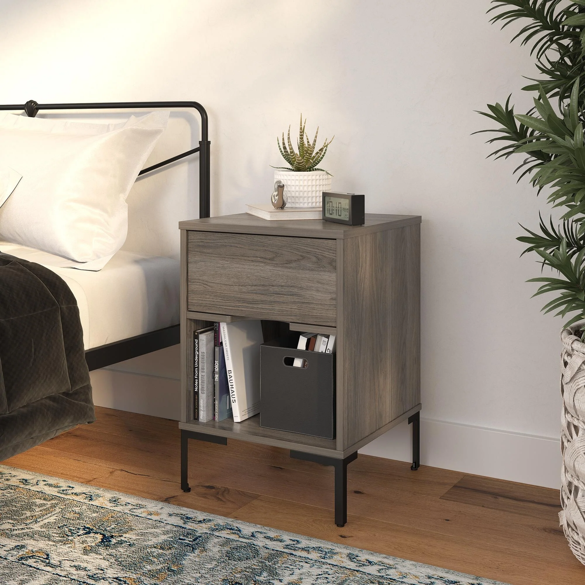 Ameriwood Home Leyden Nightstand, Weathered Oak