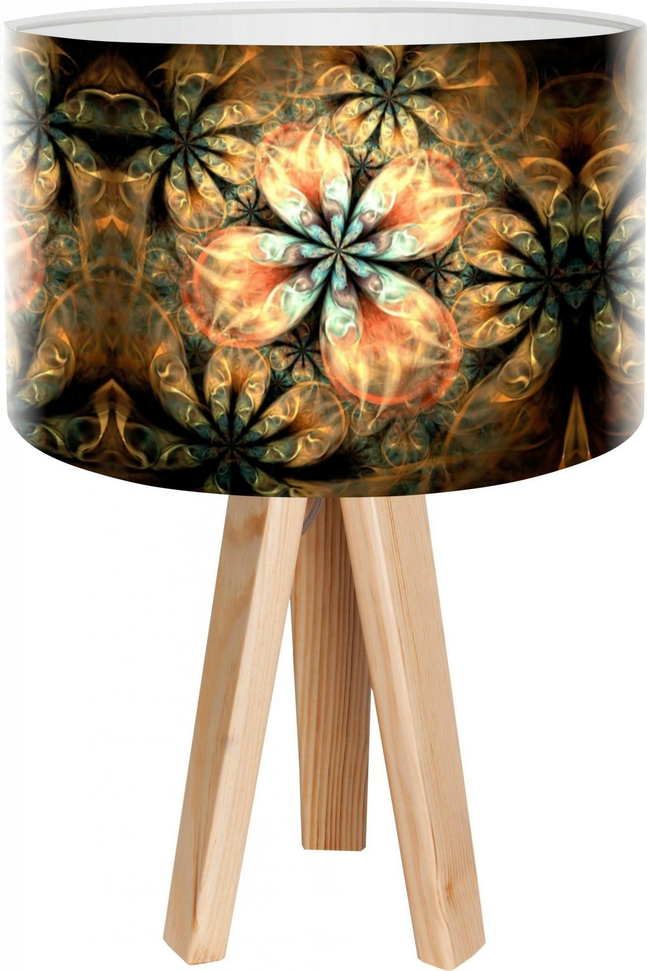 MANDALA - Lampe de chevet Bois Orange 30x30x45 cm