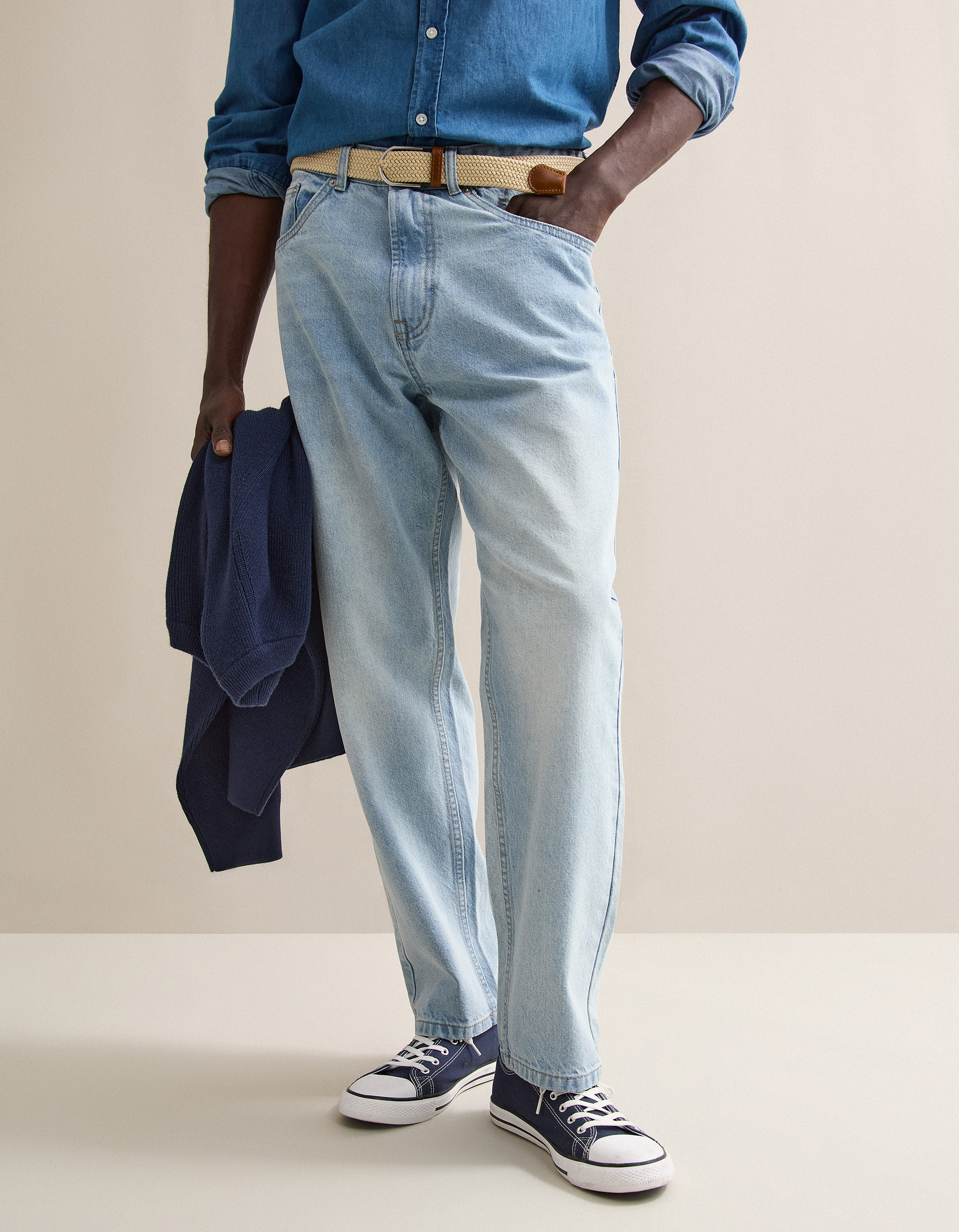 Calças de Ganga 'Loose Fit', Homem, Azul