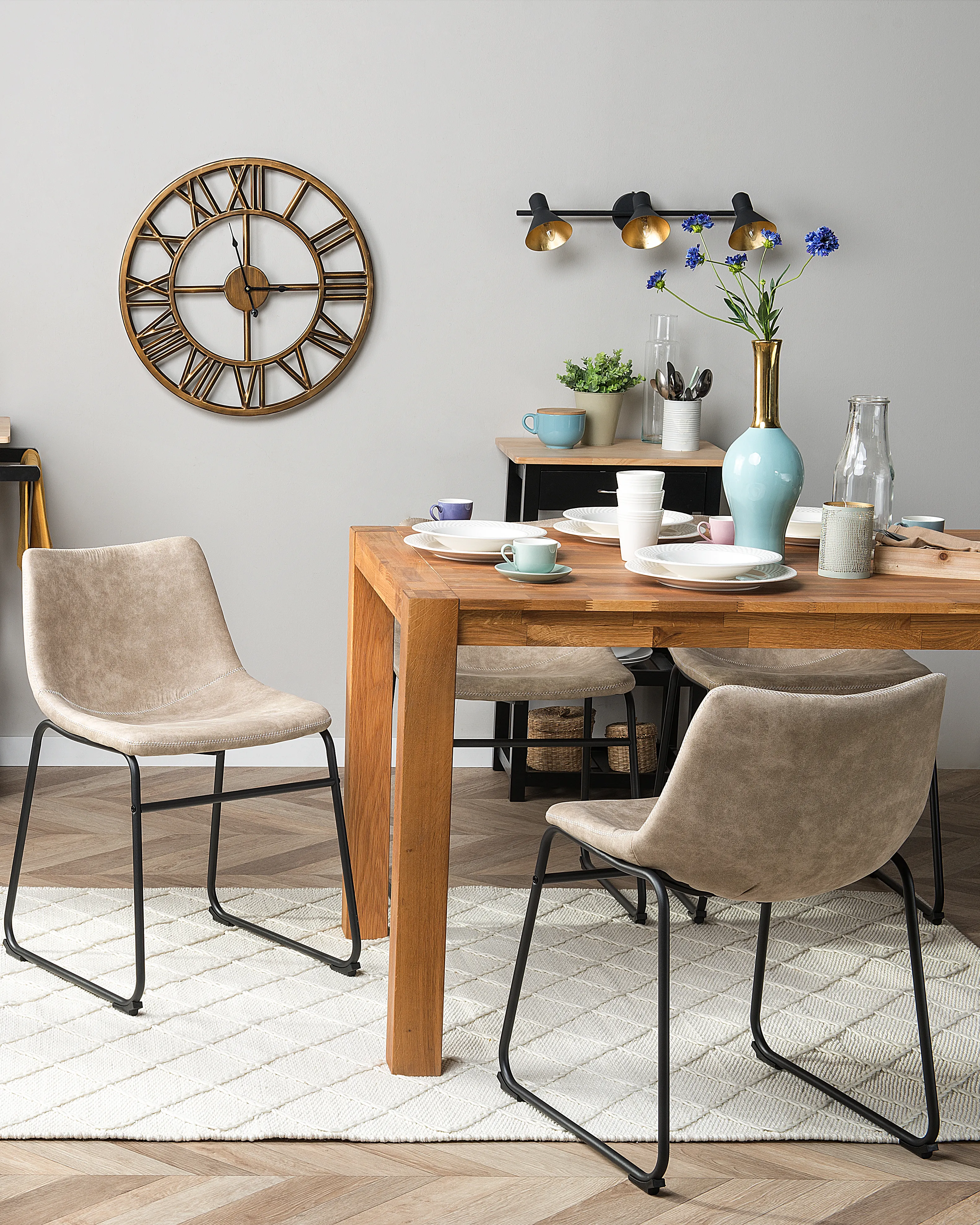 Set of 2 Dining Chairs BATAVIA Fabric Beige