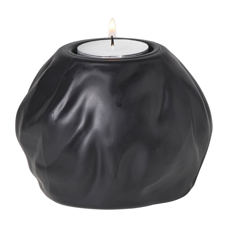 Waxinelichthouder bol - zwart - &Oslash;10.5x8 cm