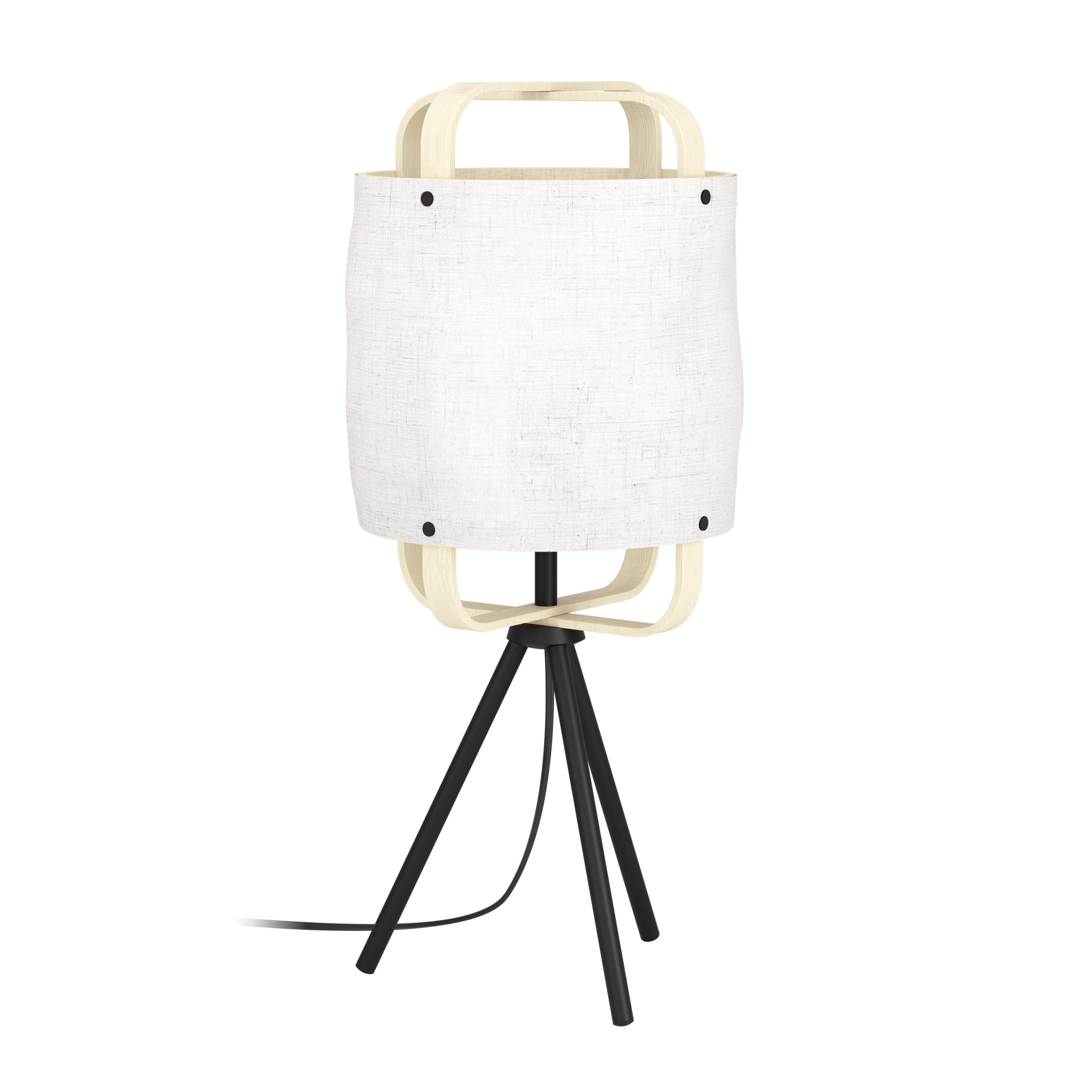 EGLO tafellamp Surfleet - e27 - 51,5 cm - wit/zwart -hout/textiel