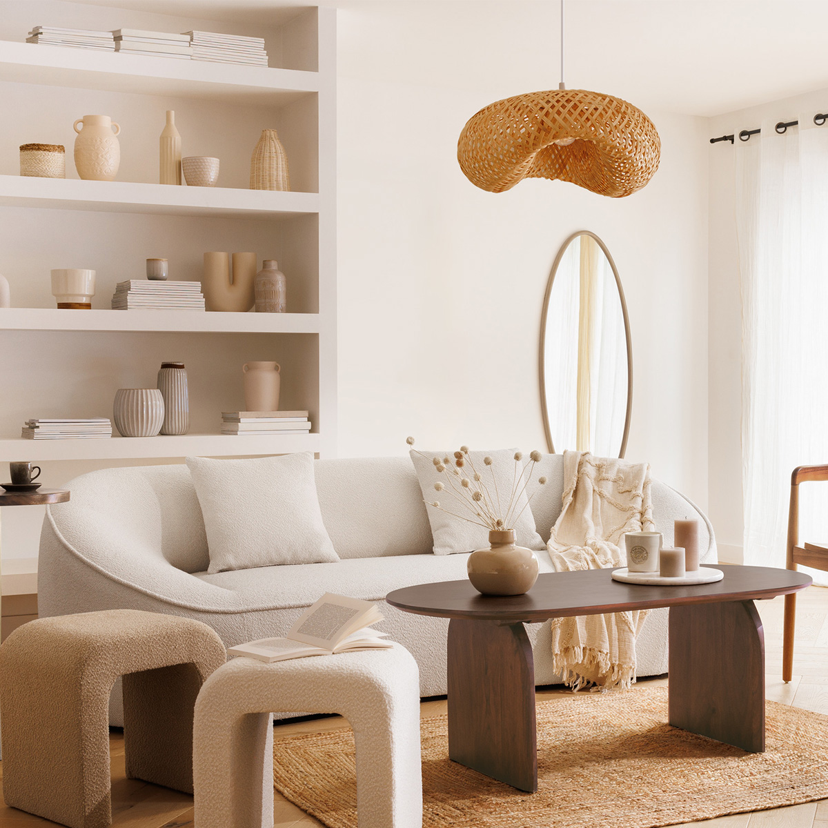 "Ostuni" sofa 3-seater, Boucle, White