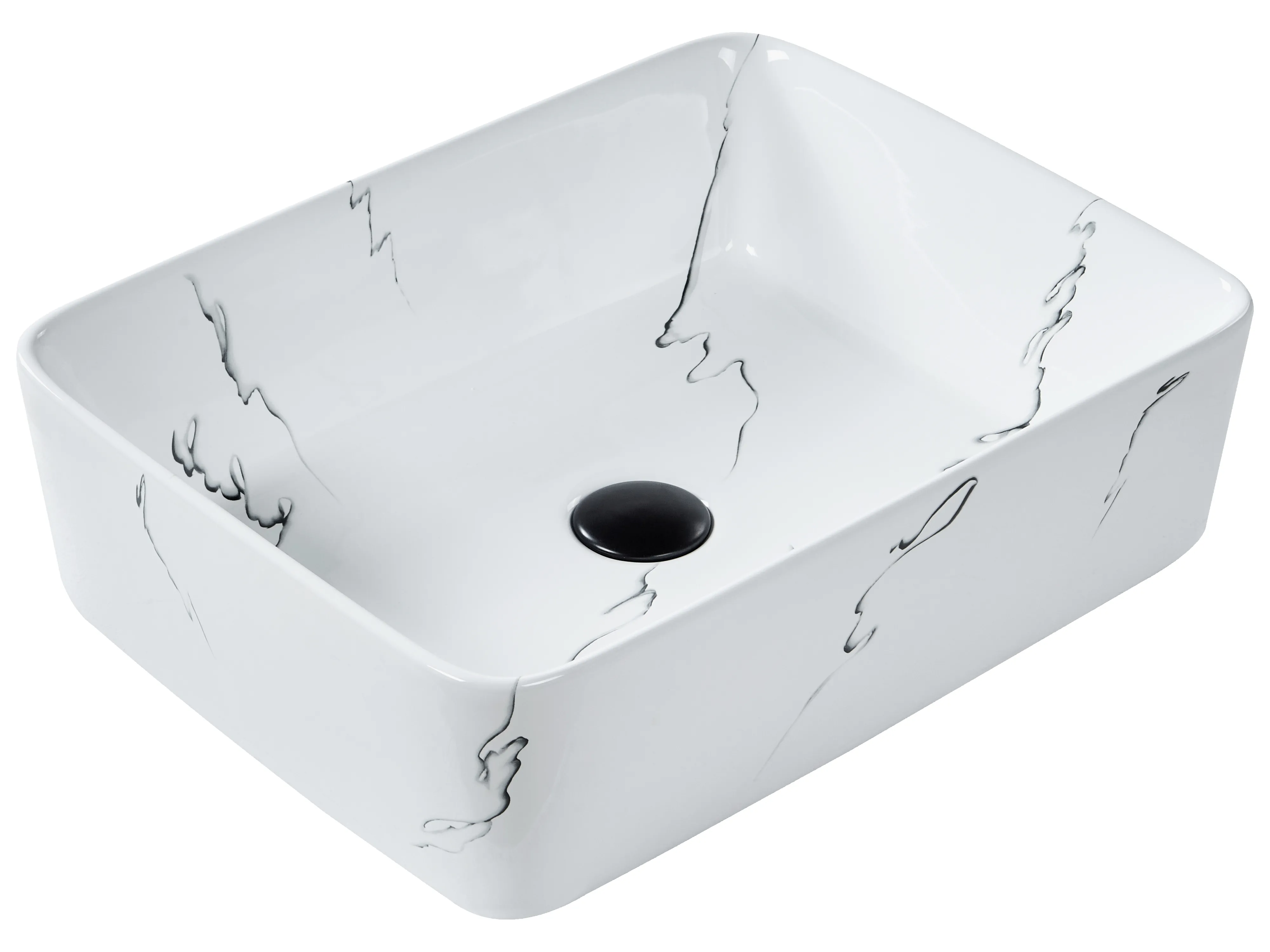 Countertop Basin HOPI 490 x 380 mm Ceramic White Marble