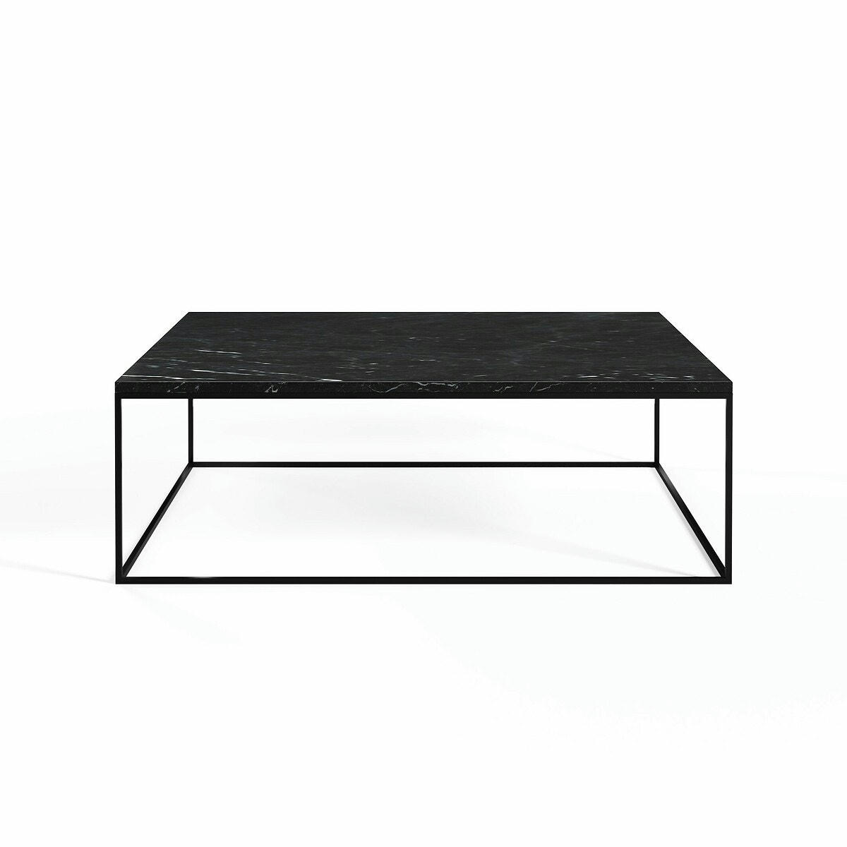 Table basse métal acier noir et marbre, Mahaut
