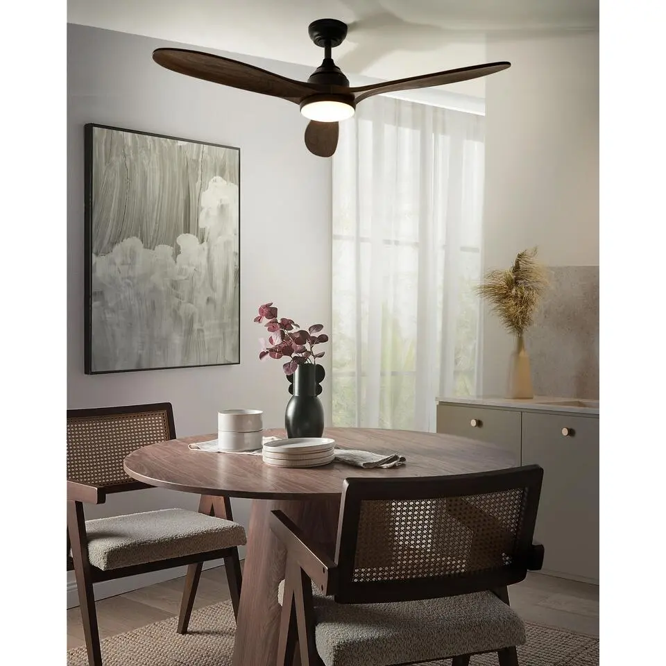 MOYAR - Plafondventilator - Zwart - Hout