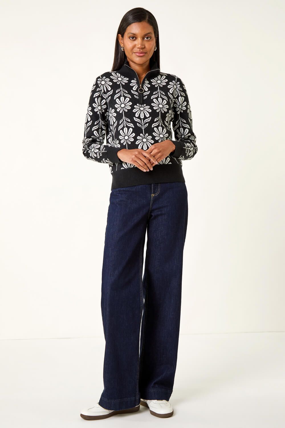 Roman Floral Zip Front Jumper