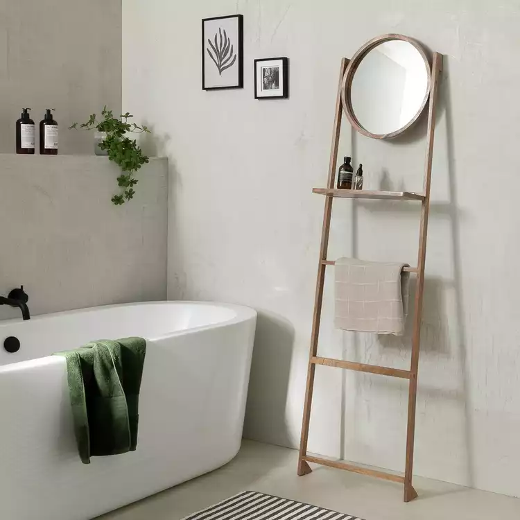 Habitat Free Standing Towel Ladder and Mirror - Natural