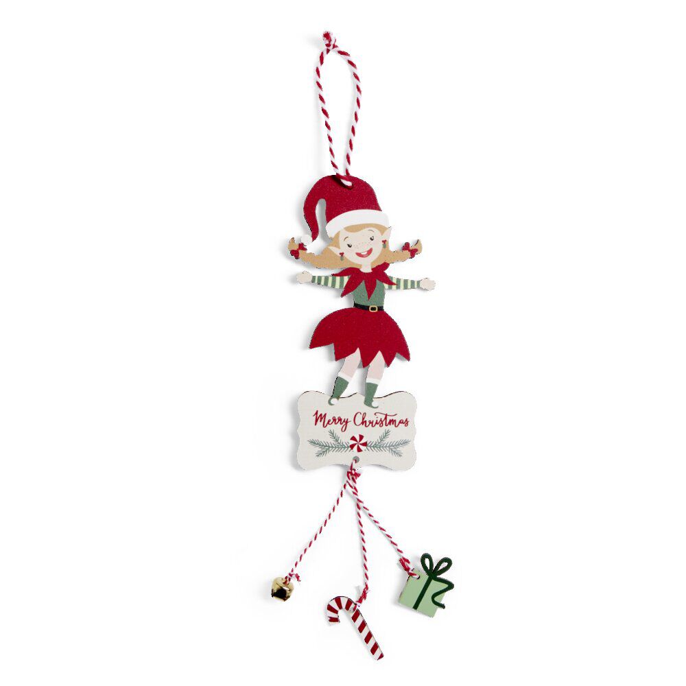 Lutin en bois à suspendre L28cm - 2 modèles fille ou garçon