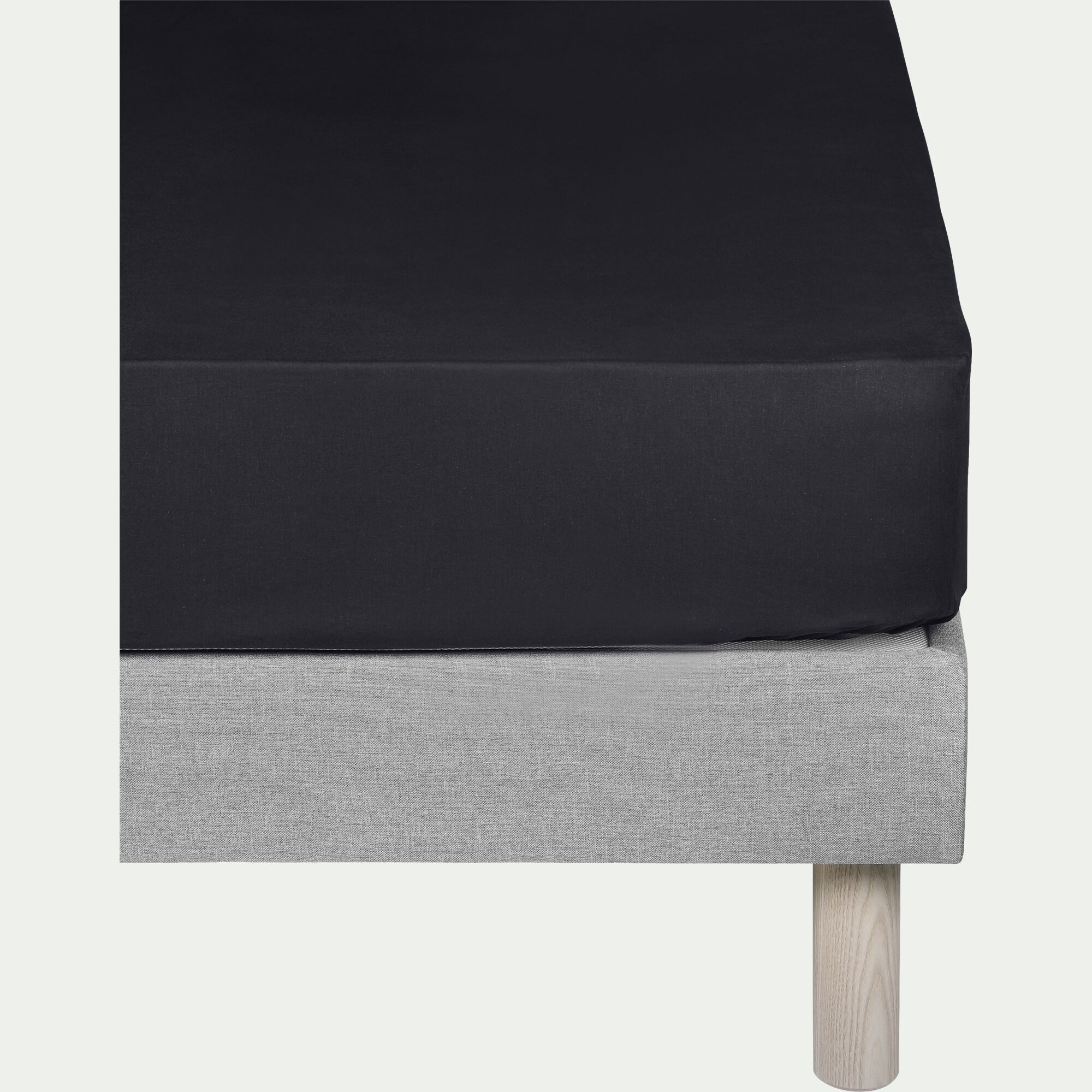 CALANQUES - Drap housse en coton 160x200cm B25cm - gris calabrun