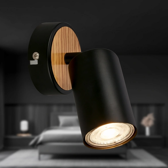 LED-Spotstrahler »Tib«, 1-flammig, GU10, 9 W, schwenkbar, schwarz-Holz