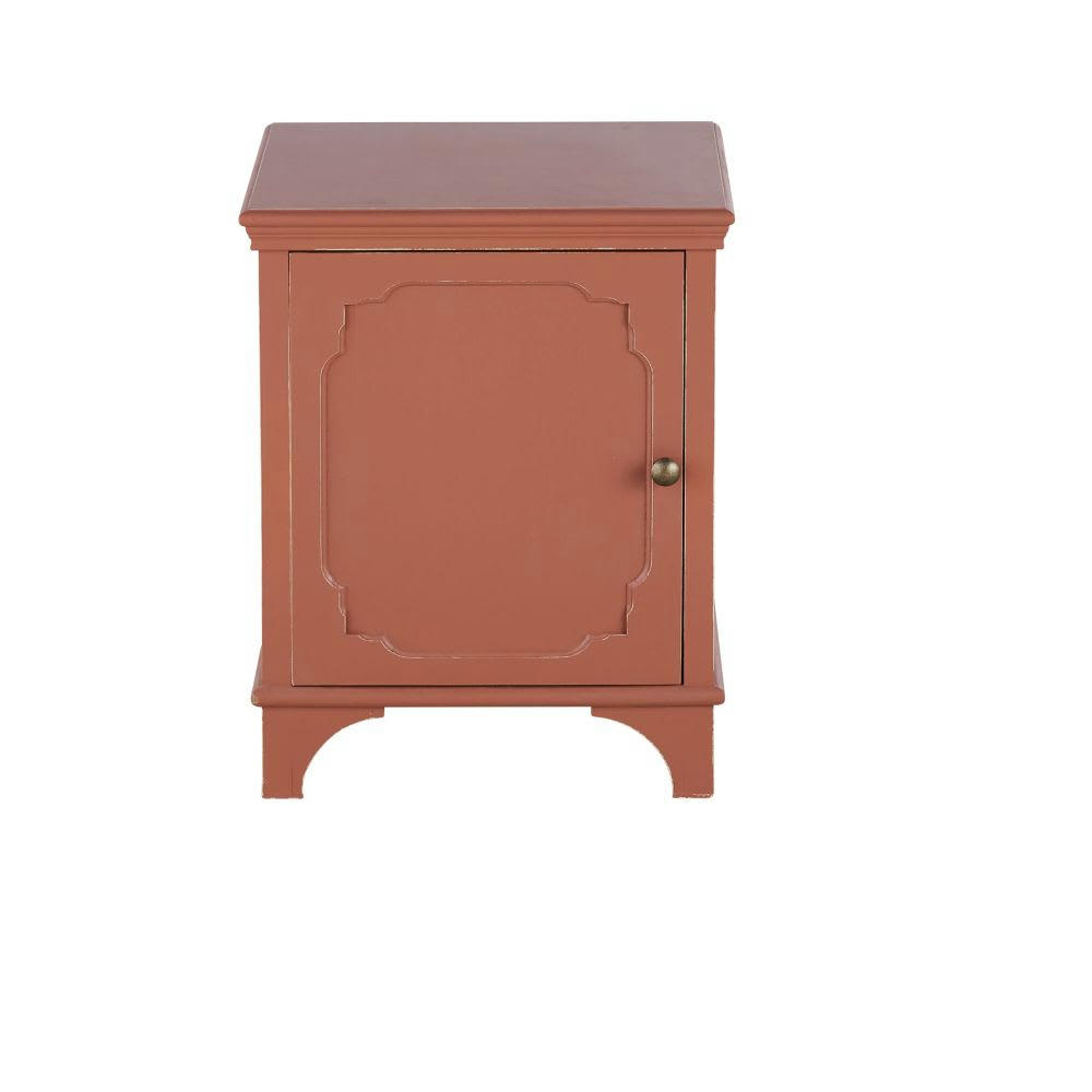 Selena - Table de chevet 1 porte terracotta et métal coloris laiton
