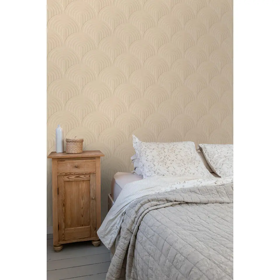 ESTAhome behang 3D-motief warm beige - 50 x 900 cm