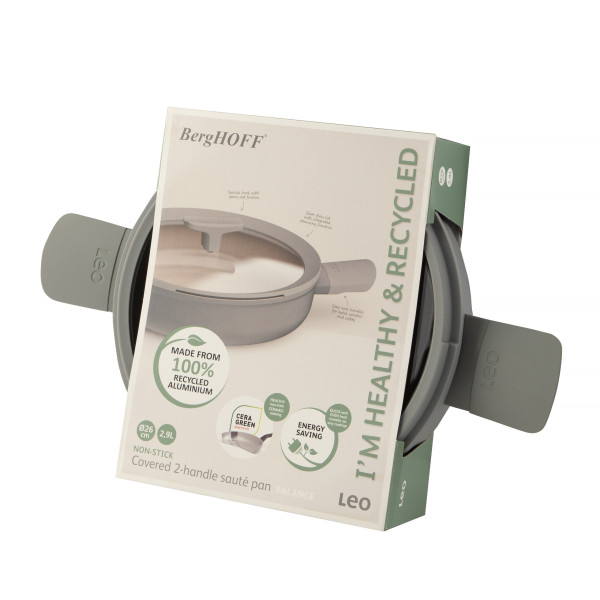 Patelnia z 2 uchwytami i pokrywą Balance Eco Grey 26 cm, 2,9 L BergHOFF