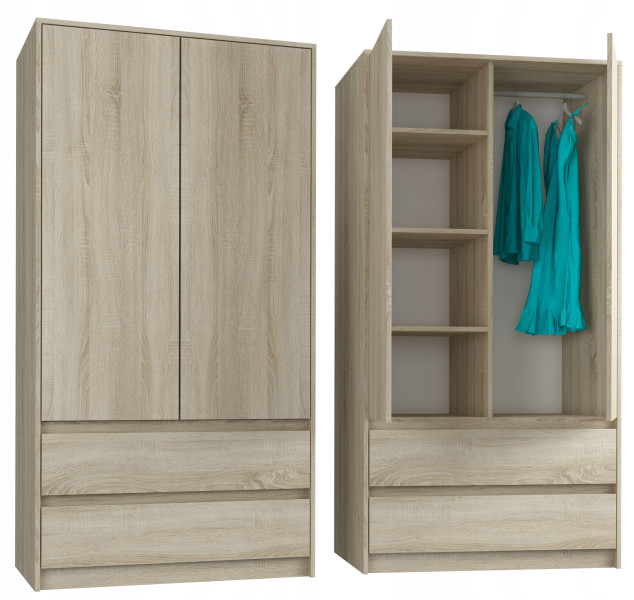 Szafa garderoba 90 cm 2 drzwi 2 szuflady FRAMIRE B-9TIP sonoma