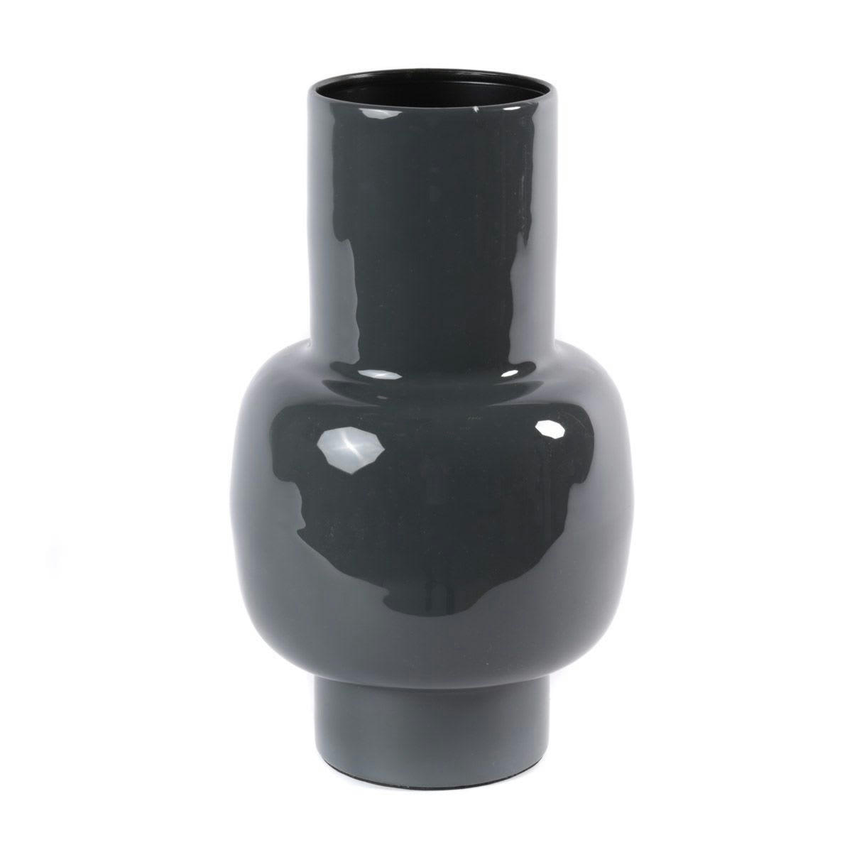 TALIE - Vase tendance art déco chic métal gris foncé h 36 cm