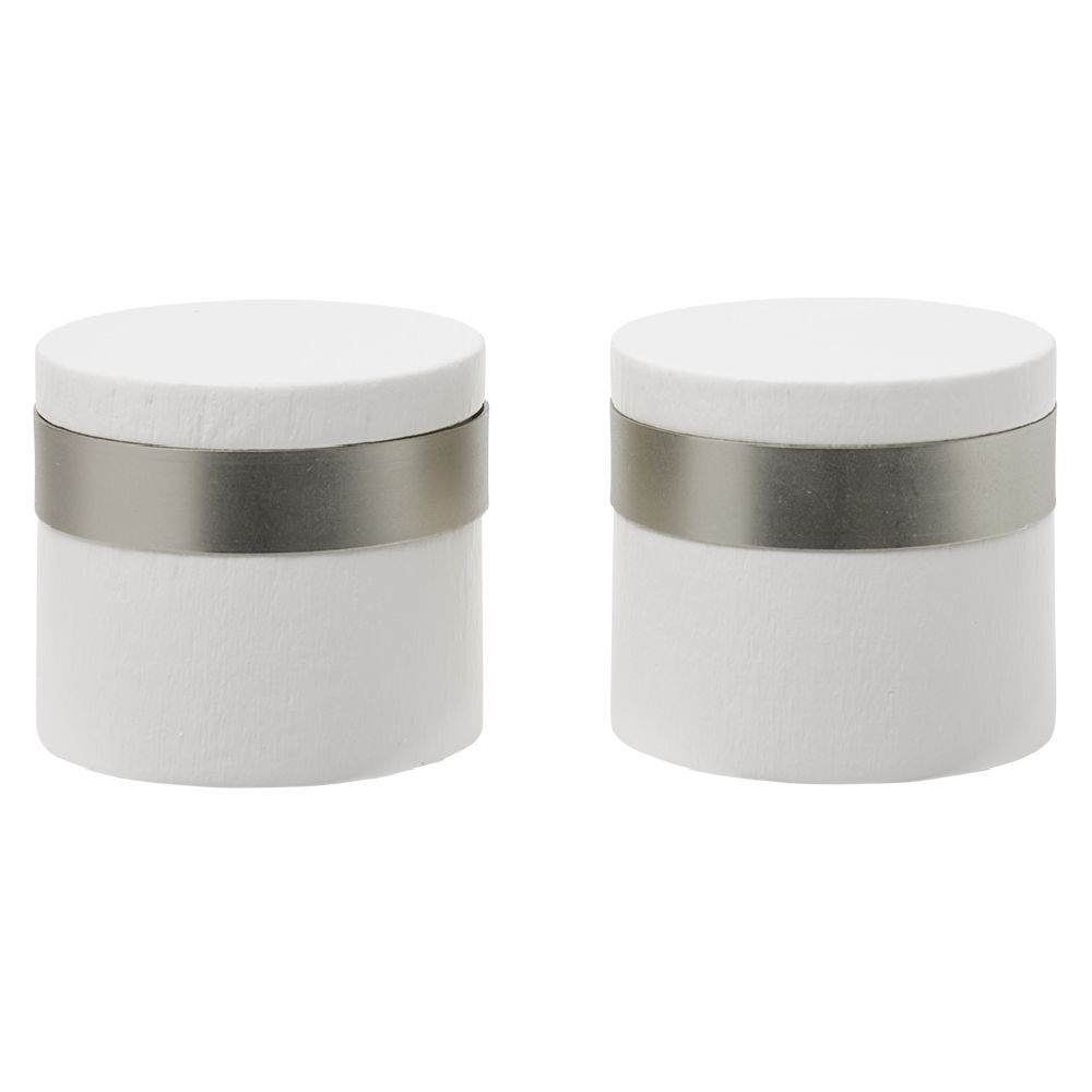 Embout de tringle en bois Blanc bague métal Ø28mm x2