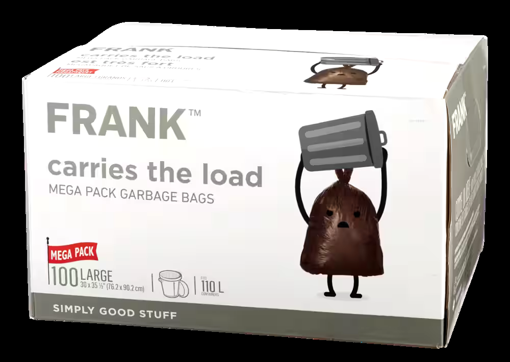 FRANK Large Outdoor Unscented Garbage Bags, 100-pk, 42.5L