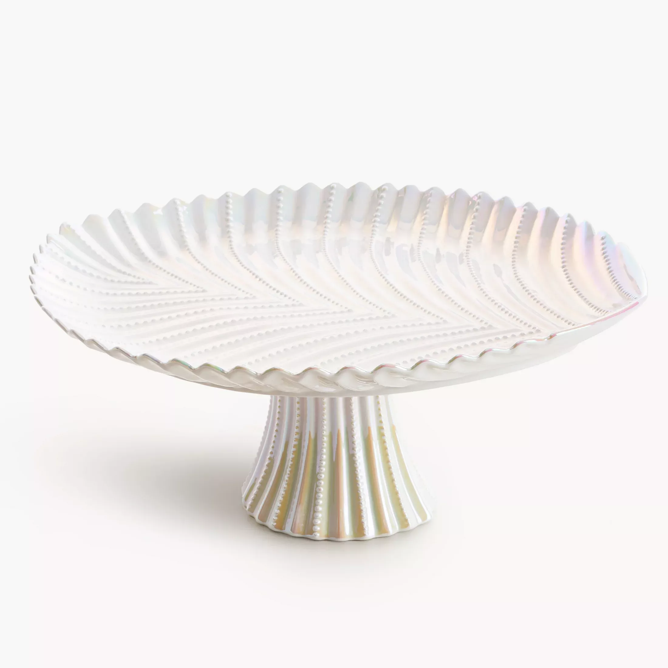 Patera ceramiczna dekoracyjna perłowa na stopce 39x31x17 cm NELA