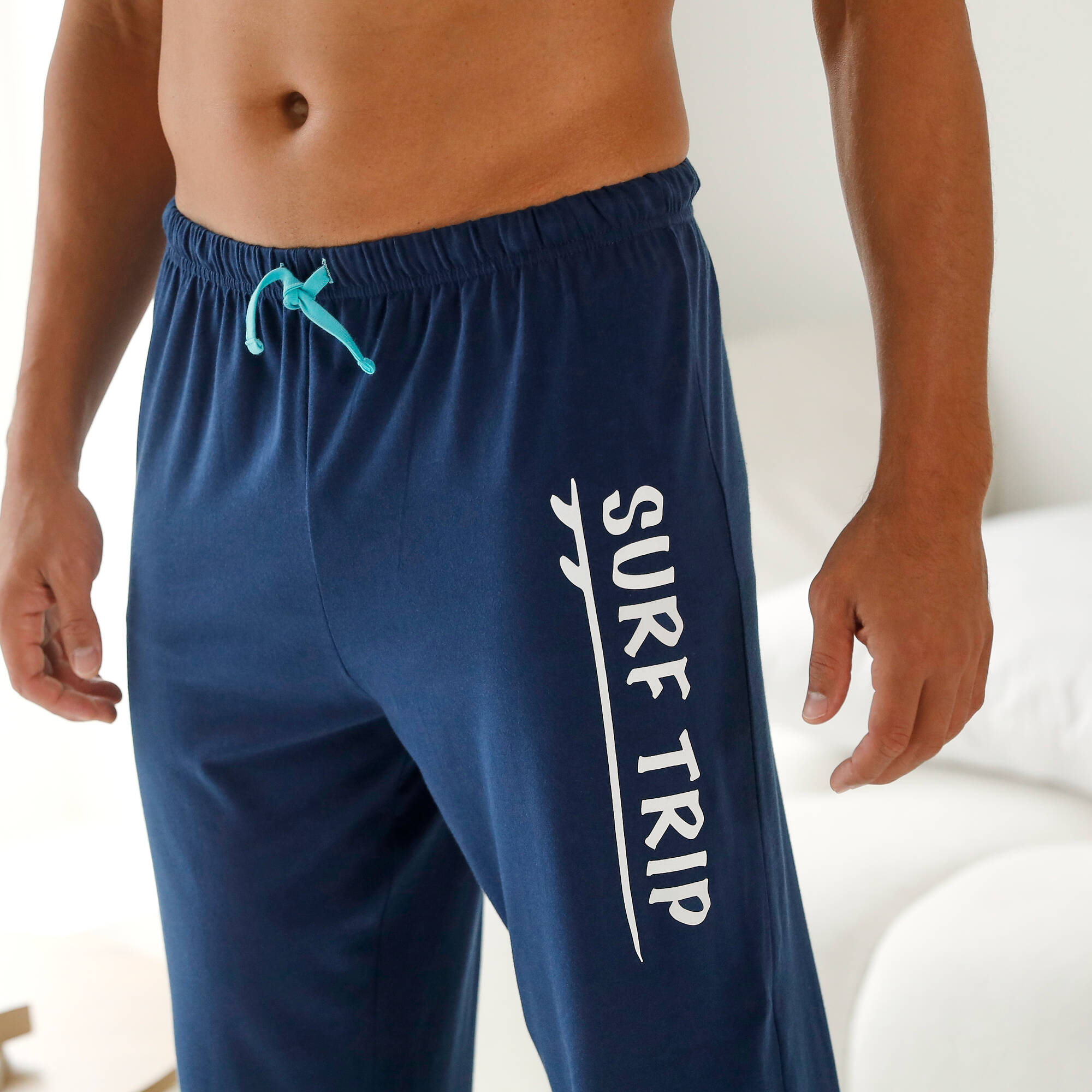 Pantalon pyjama coton bleu marine