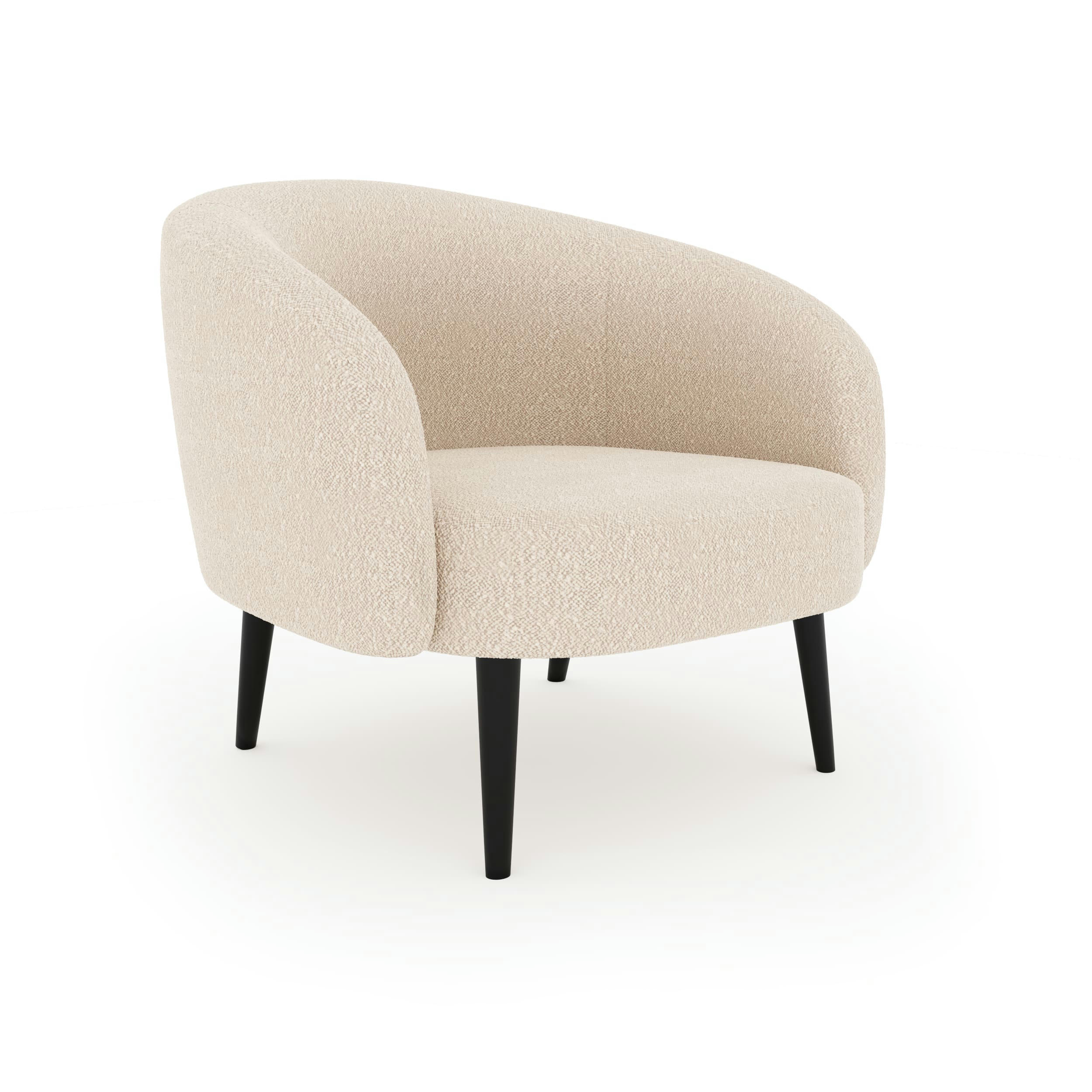 LUNA MARIE - Fauteuil tissu bouclette crème