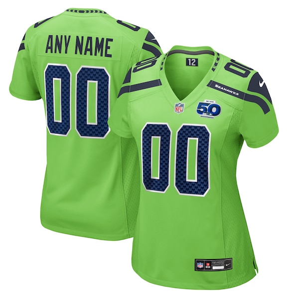 Seattle Seahawks Nike Women's 50th Season Alternate Custom Game Jersey - Neon Green/Royal/College Navy