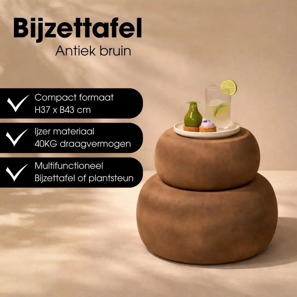 Mica Decorations Zea Bijzettafel - Bijzettafeltje Rond