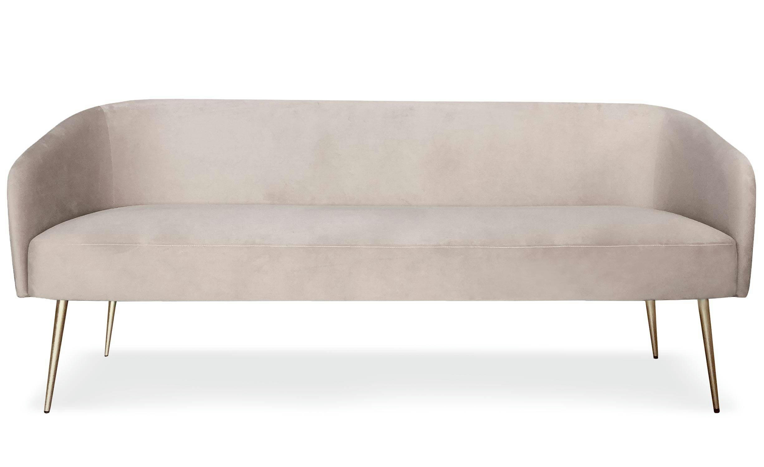 GOLDMAN - Canapé 3 places velours taupe pieds or