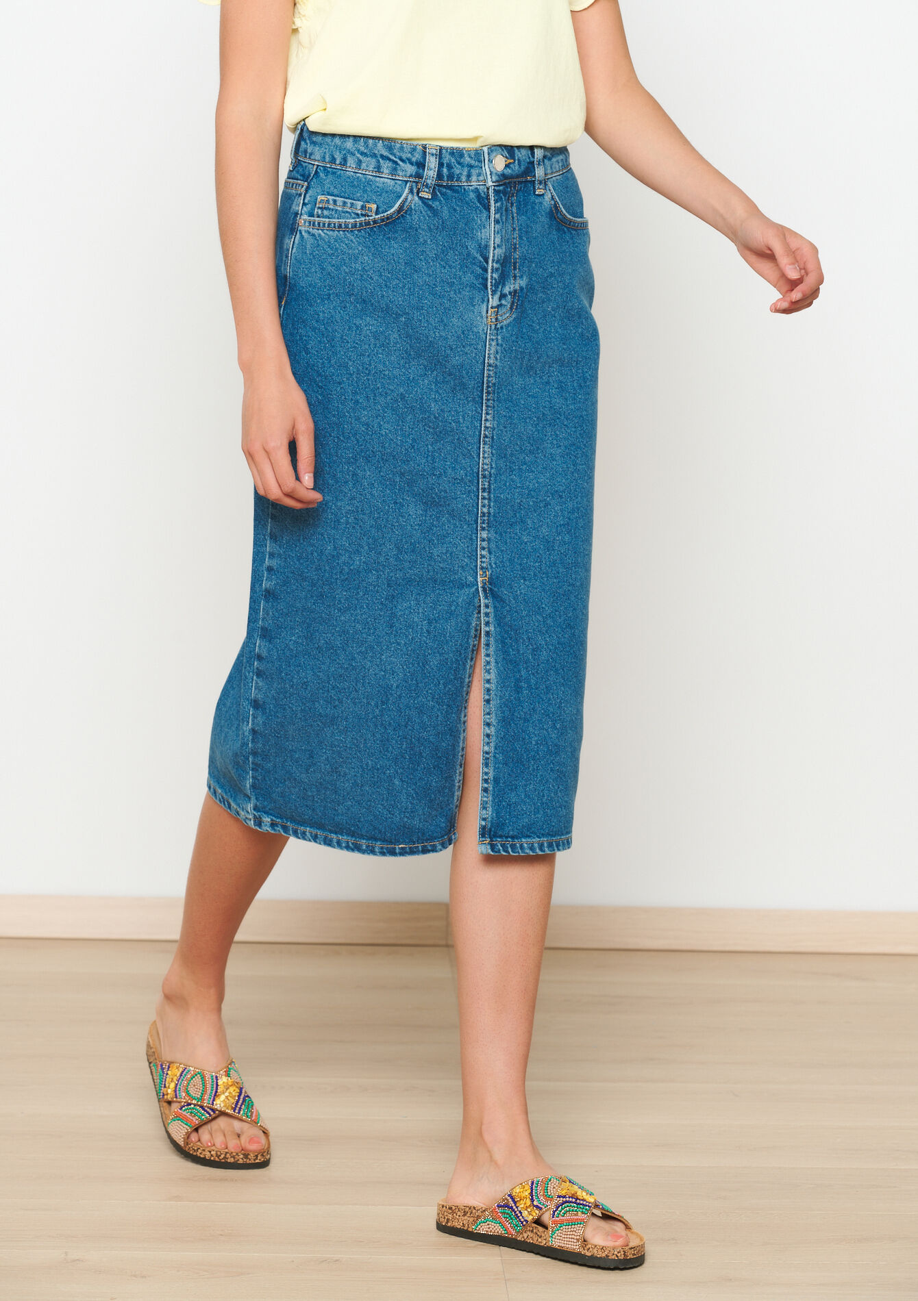 Midi denim rok