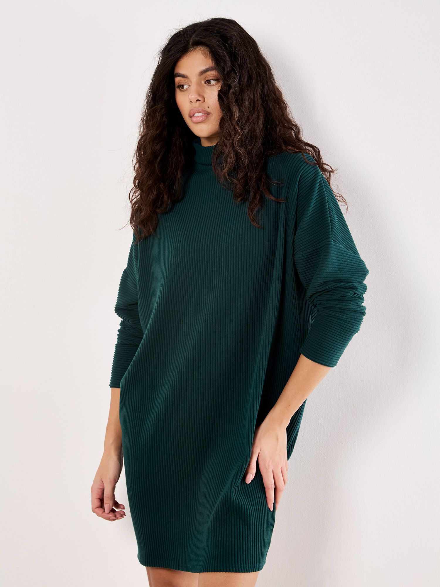 Apricot Ribbed Cocoon Mini Dress