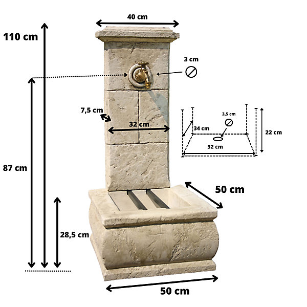 Fontaine de jardin Napoli en pierre reconstituée