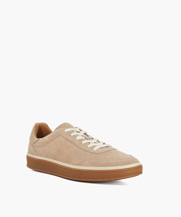 Tony Beige - Wide Fit Suede Lace-Up Trainers