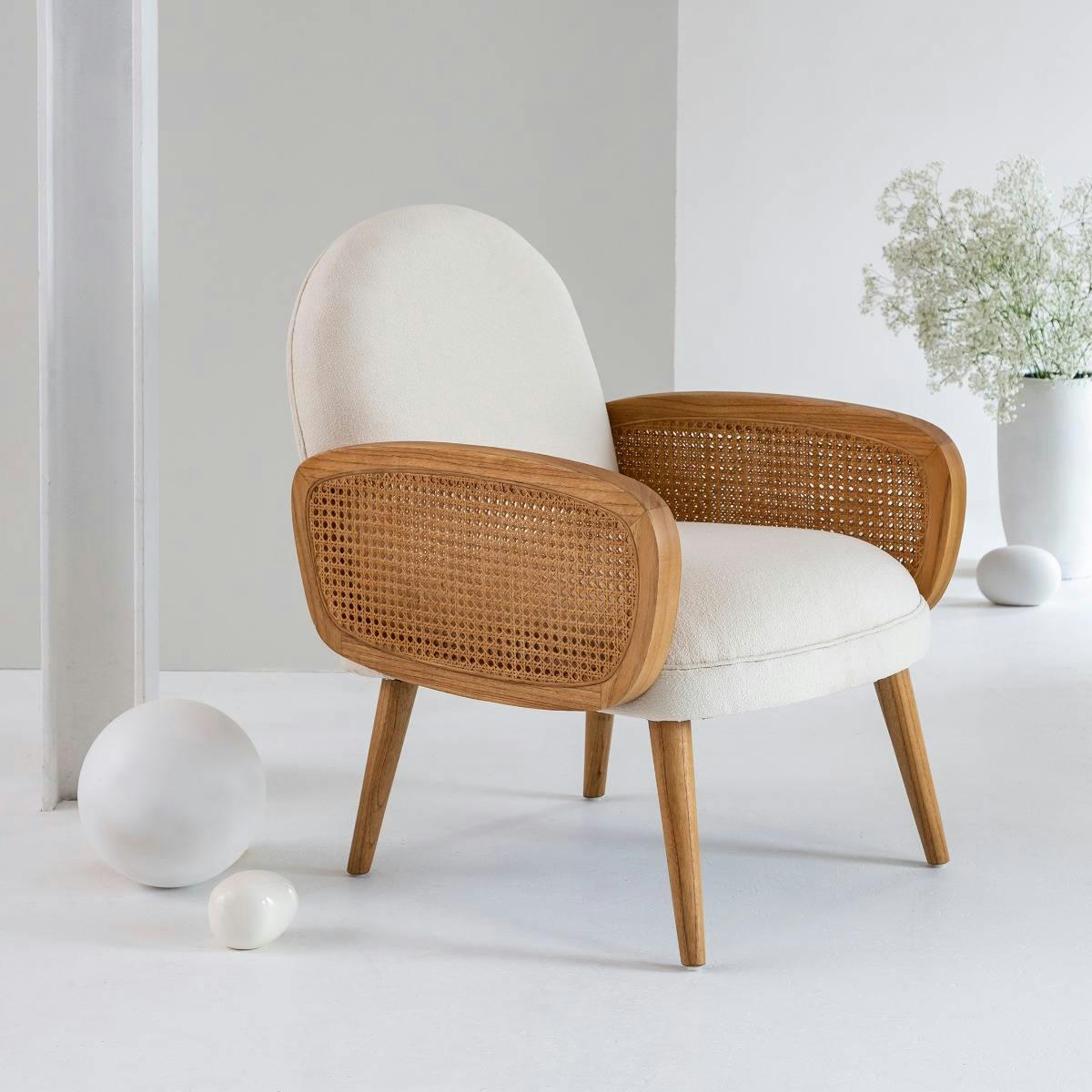 - Fauteuil en bois blanc 69 cm