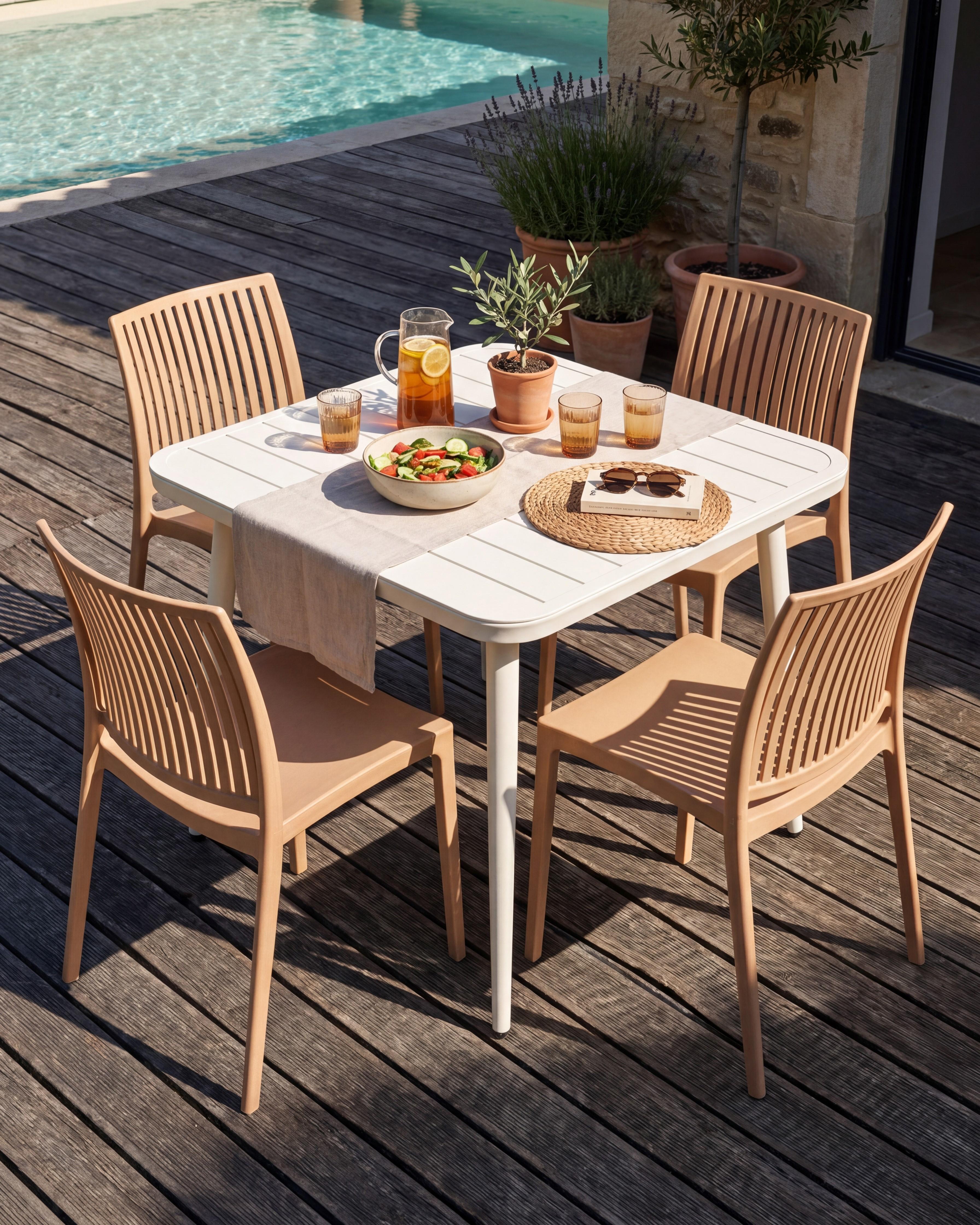 Set of 4 Garden Chairs ILLUMANI Sand Beige