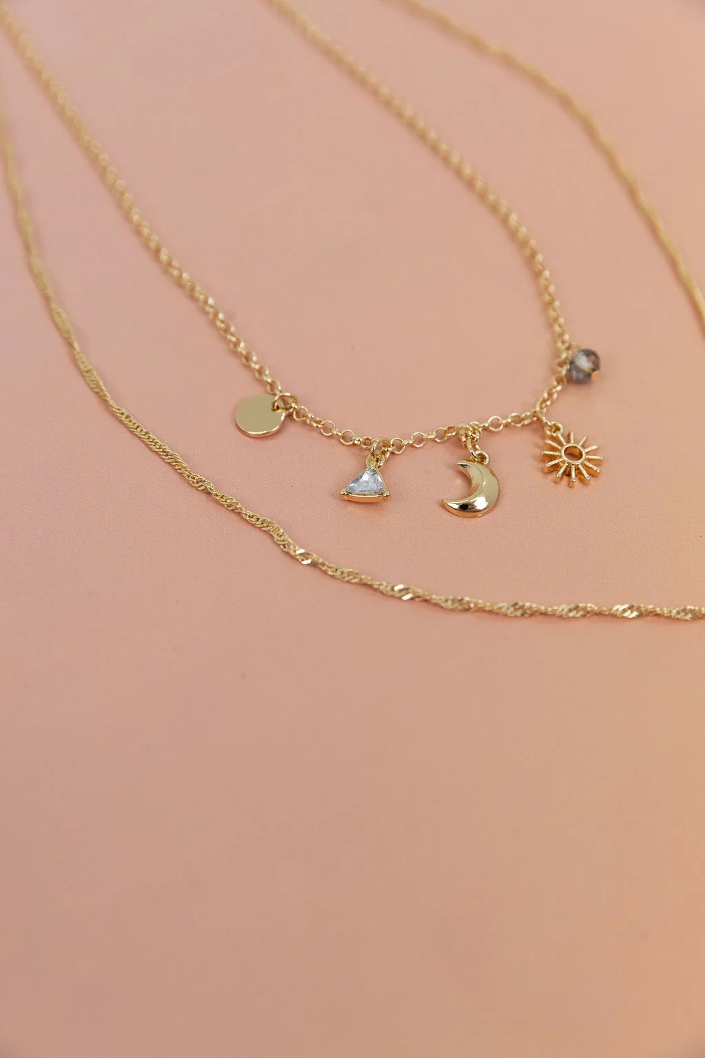 Layered Gold Charm Necklace