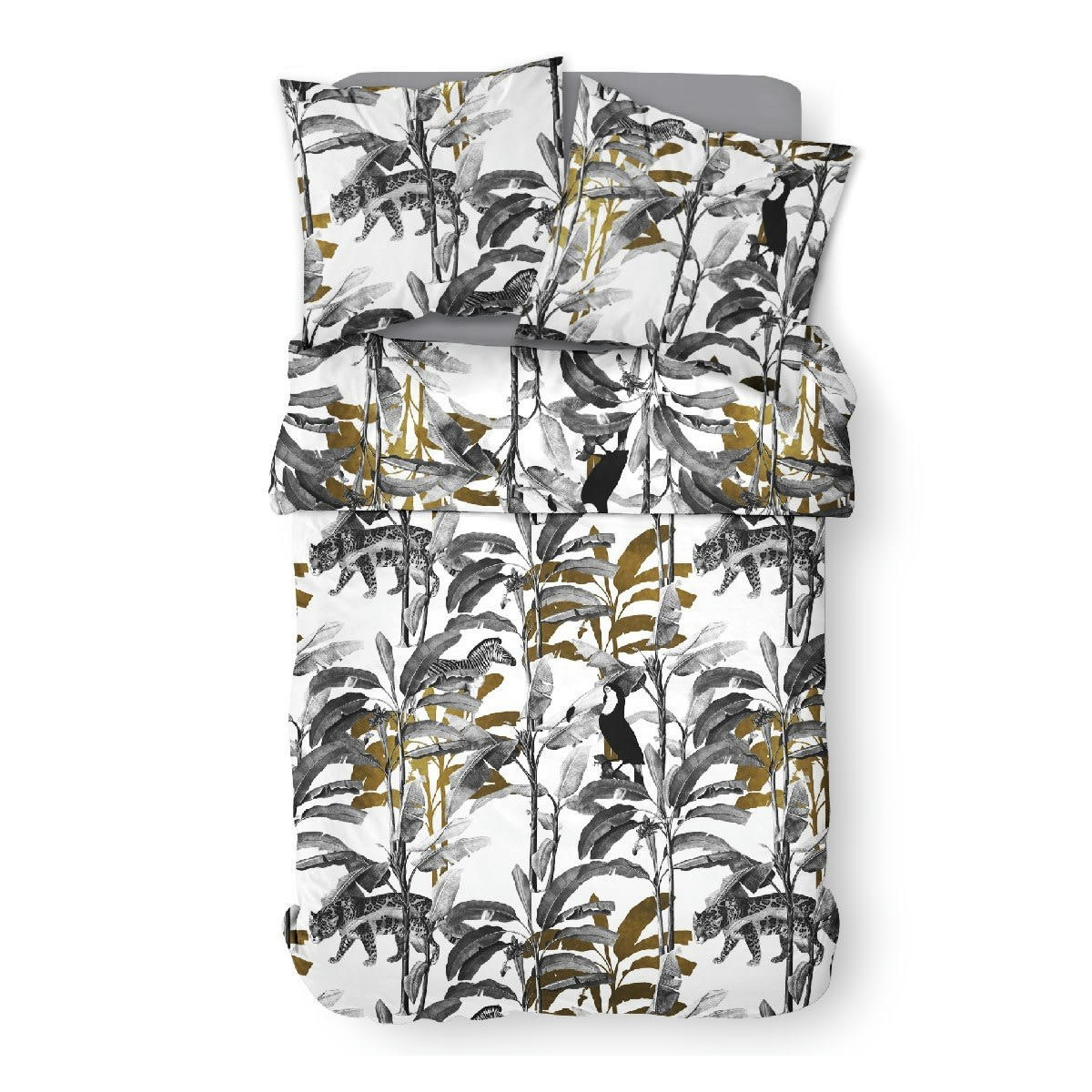 MAWIRA - Parure de lit zippée 2 personnes imprimé en Coton Blanc 240x220 cm