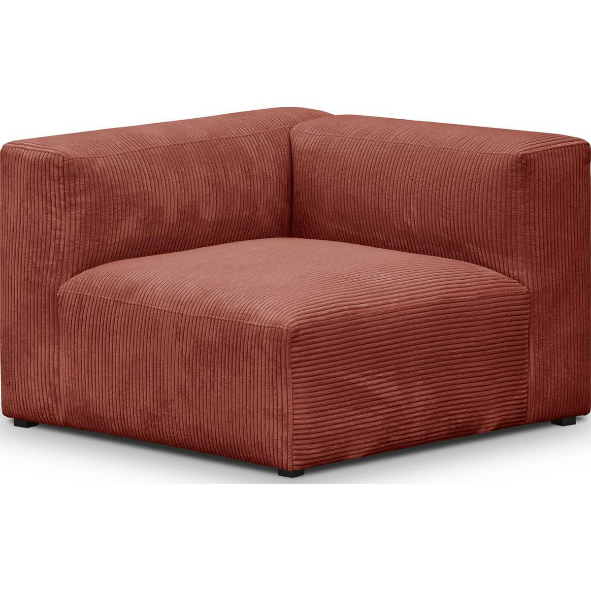 MODULO NEW - Canapé modulable angle droit 4 places velours côtelé rouille + pouf