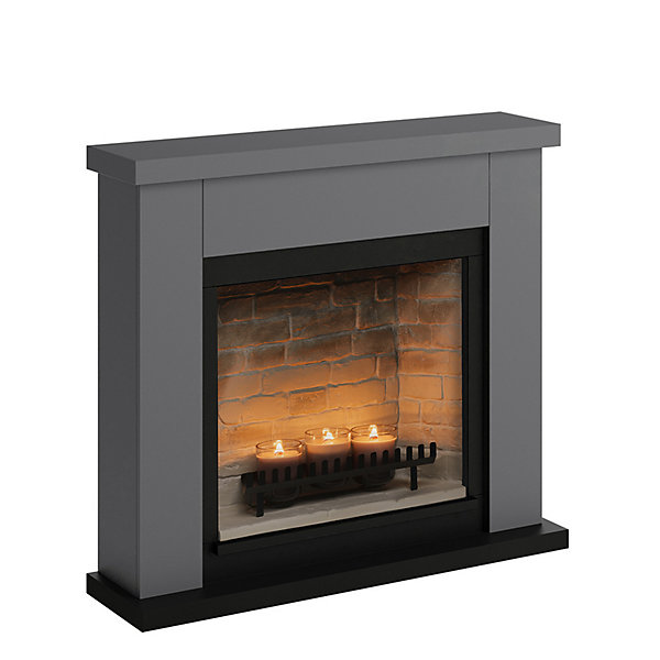 Cheminée électrique à bougies parfumées - FRODE Zenflame - Effets flammes et crépitement - Gris