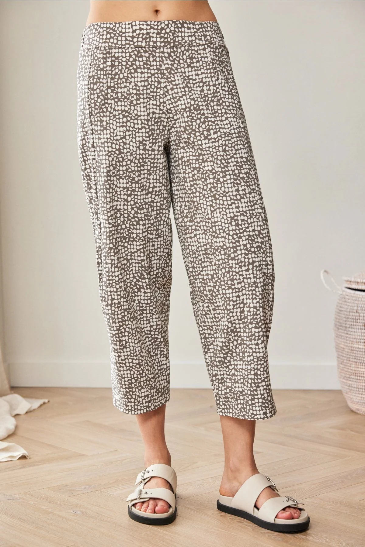Taupe Print Slouch Trousers