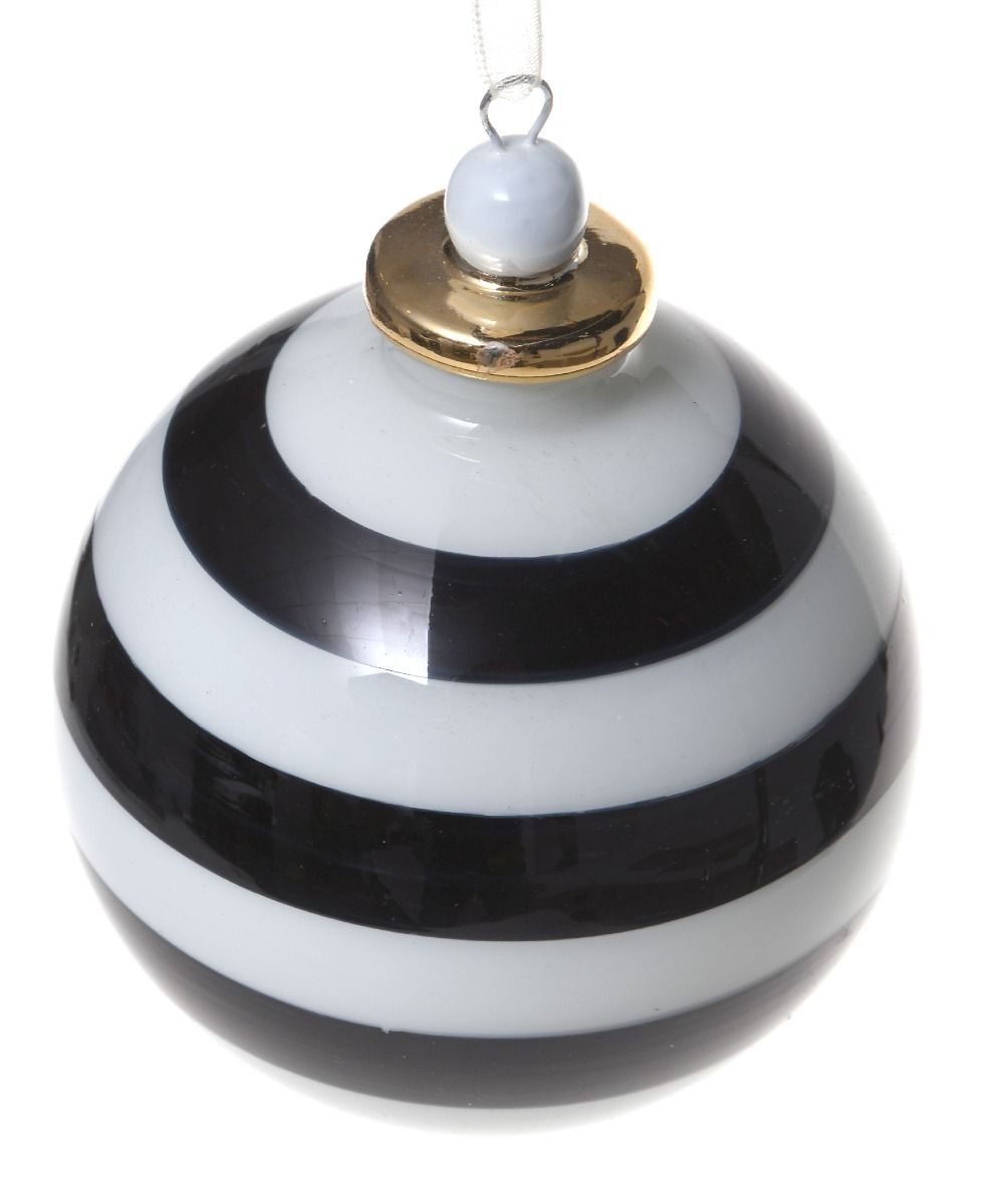 Bombka Pasy 8cm Czarno Biała