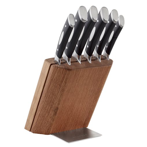 Scanpan Classic 7 Piece Oak 7Pc Knife Block Set 18185 Sharpener