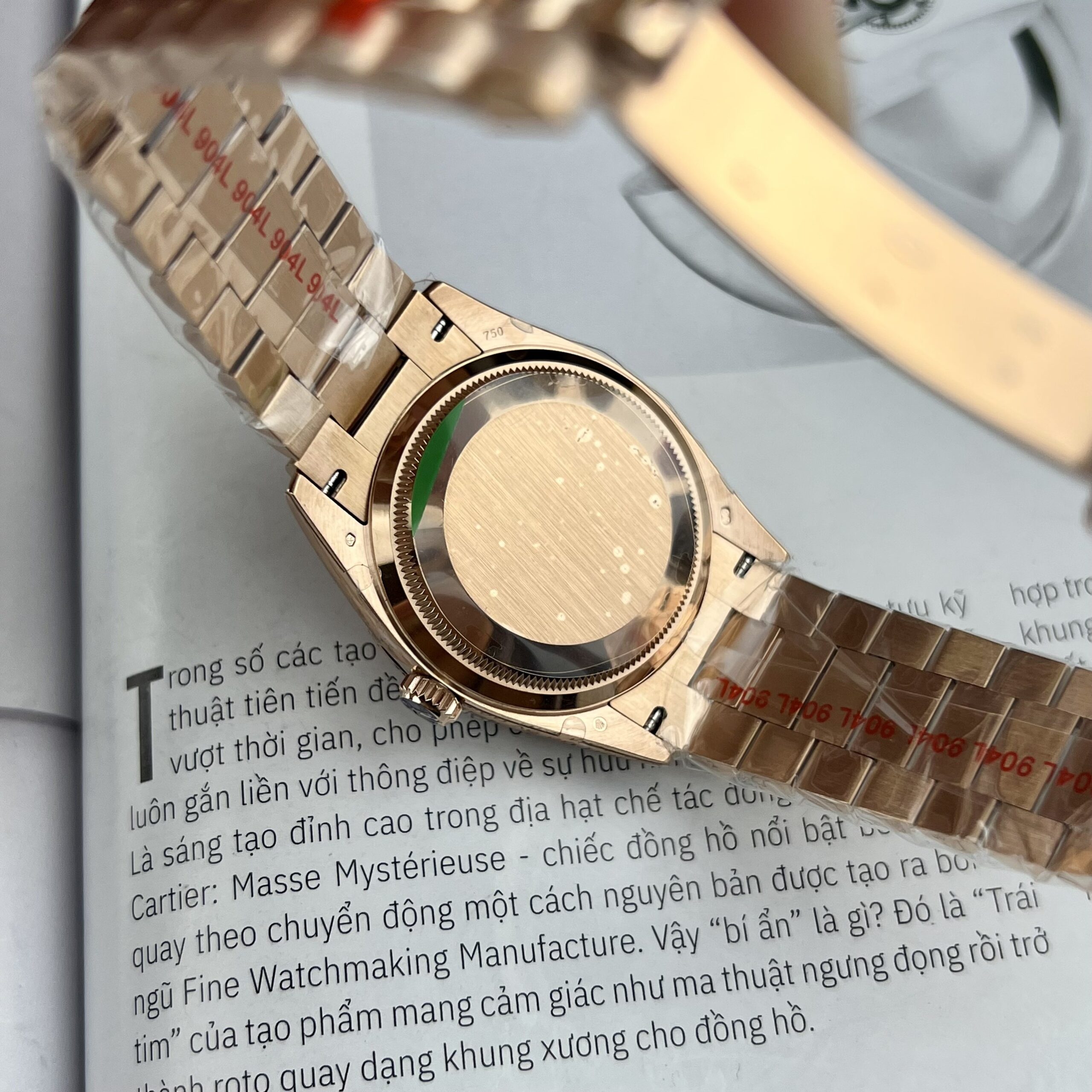 Rolex Day-Date RG Plated Pink Dial CZ Diamonds 36mm EWF Replica