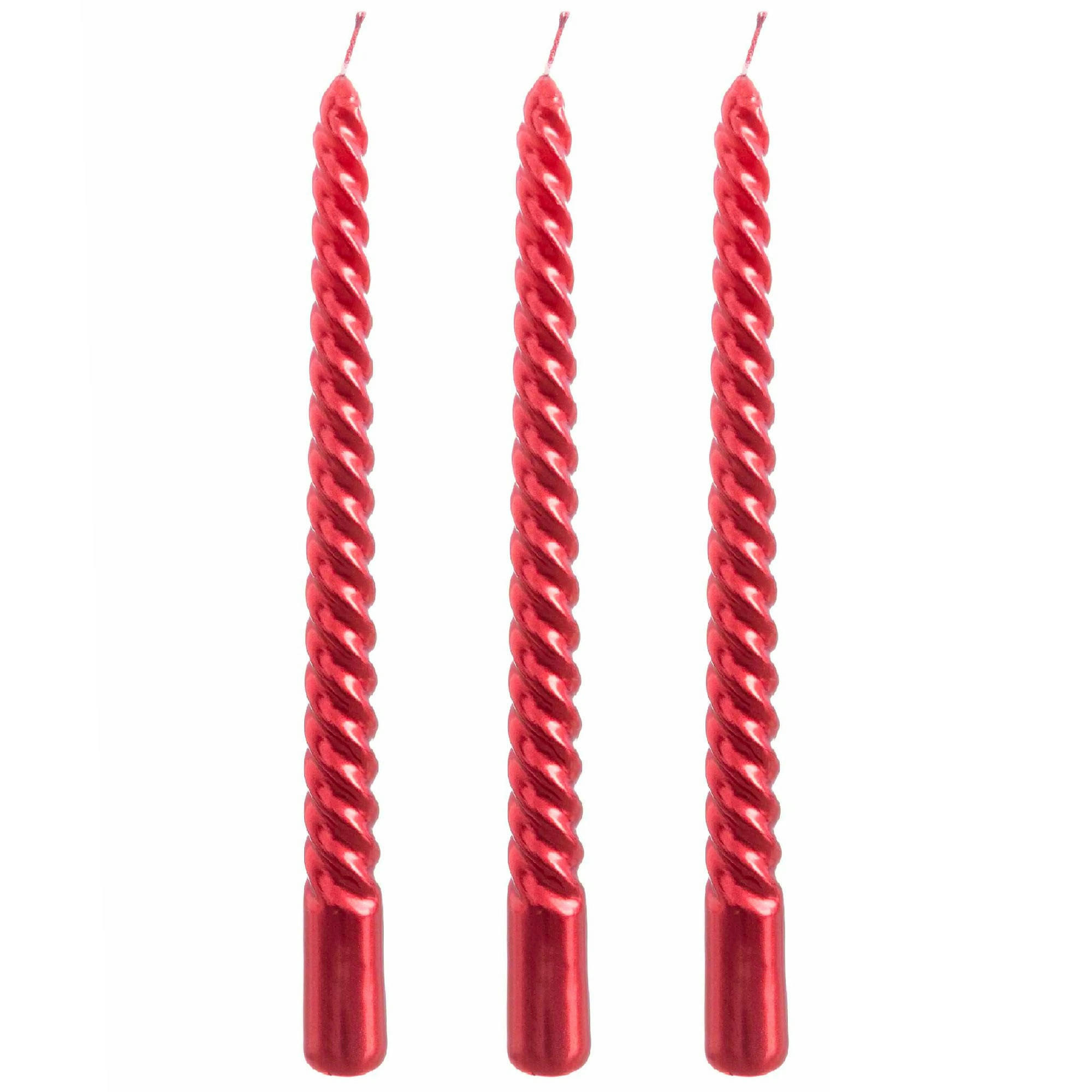 - Set de 3 bougies de Noël torsadées rouges