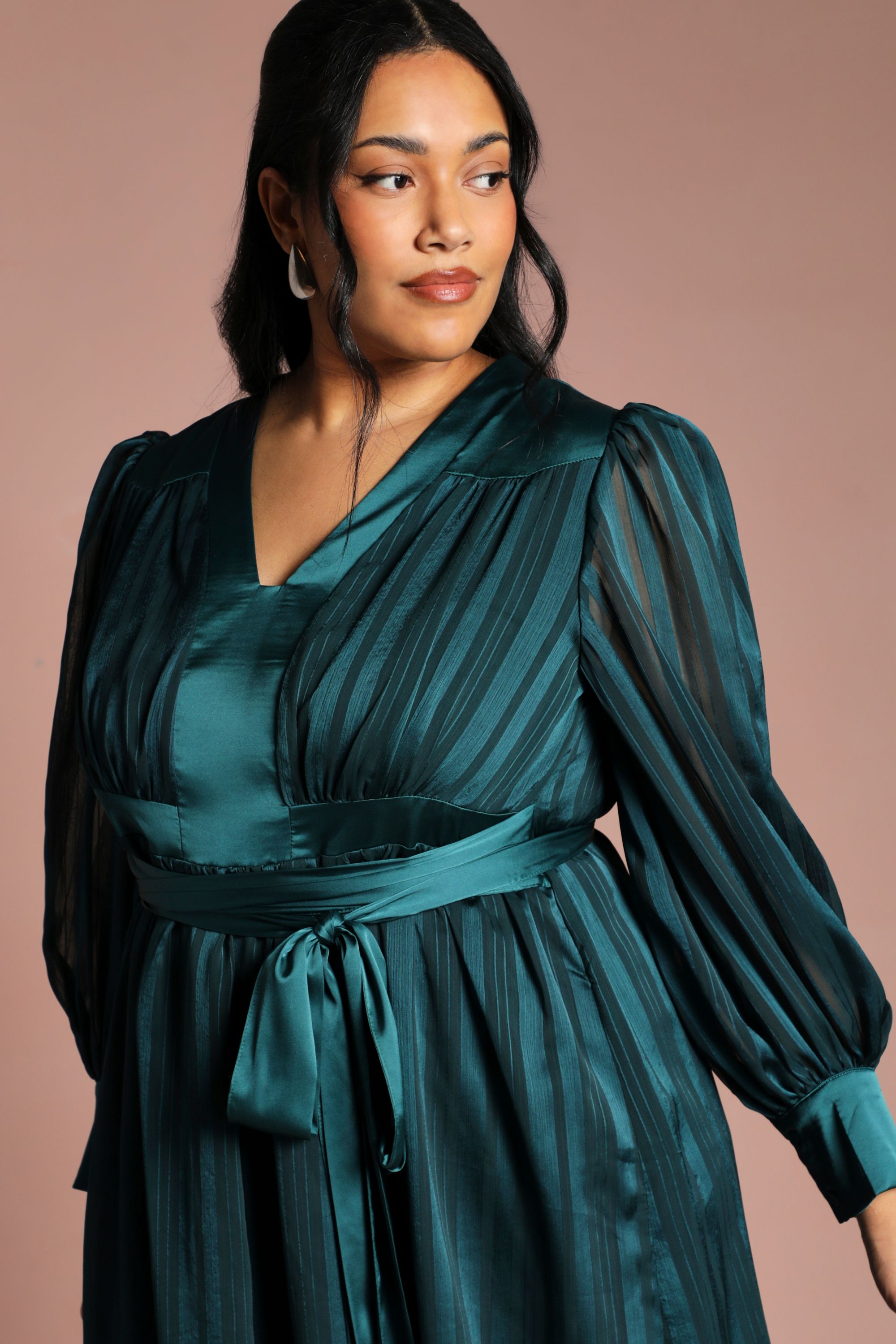 Coast Plus Size Stripe Jacquard Maxi Vee Dress