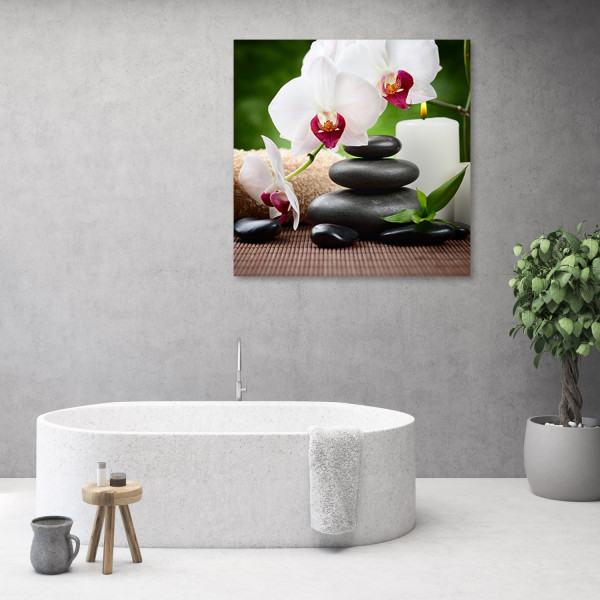 Feeby Obraz na płótnie, Orchidee zen kamienie 30x30