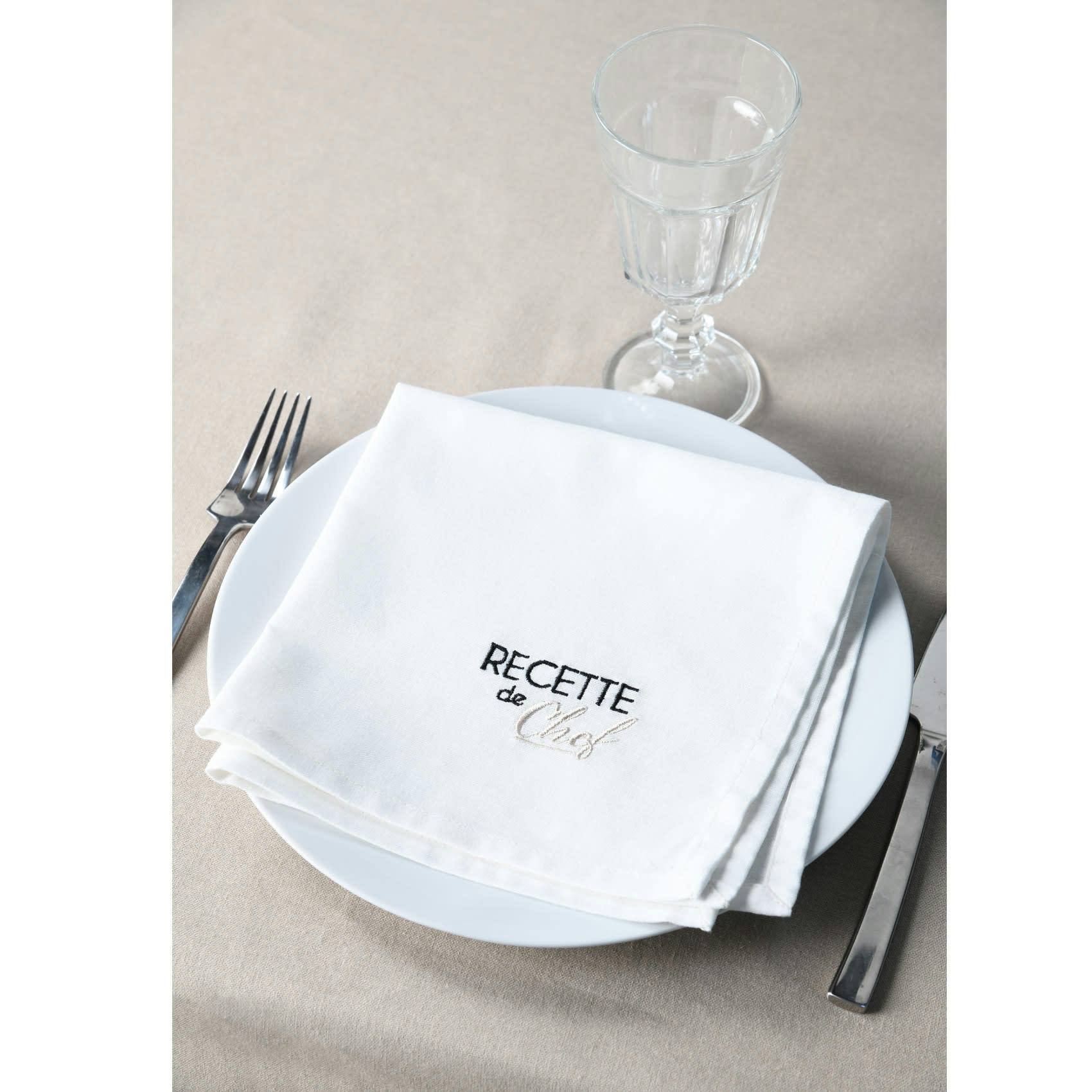 - Duo de serviettes de tables bicolores coton ecru 40x40 cm