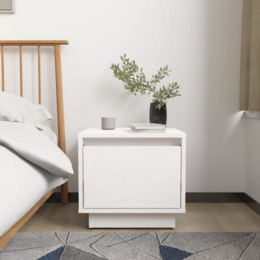 NNEVL Bedside Cabinets 2 pcs White 35x34x32 cm Solid Wood Pine