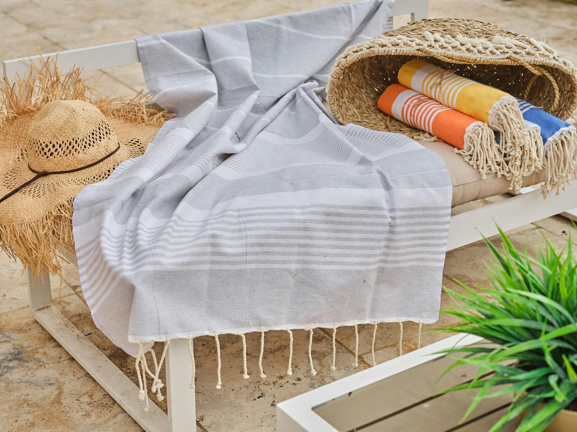 - Fouta en coton 100x200cm gris argent